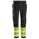 Snickers 6231 Highvis Class 1 4Way Stretch Trousers Holster Pockets Black Hi Vis Yellow Main