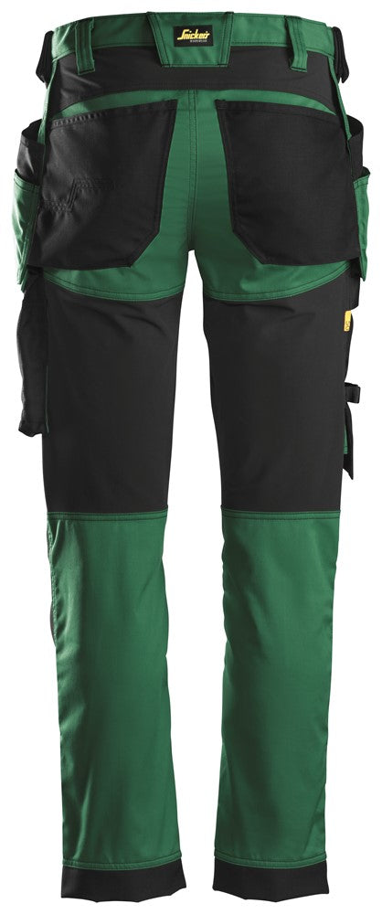 Snickers Allroundwork 6241 Stretch Slim Fit Trousers With Holster Pockets Forest Green / Black