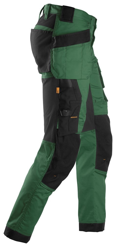 Snickers Allroundwork 6241 Stretch Slim Fit Trousers With Holster Pockets Forest Green / Black