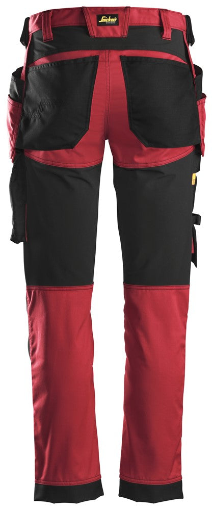 Snickers Allroundwork 6241 Stretch Slim Fit Trousers With Holster Pockets Red / Black