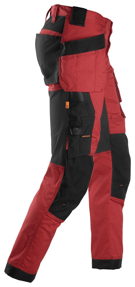 Snickers Allroundwork 6241 Stretch Slim Fit Trousers With Holster Pockets Red / Black