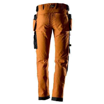 Snickers 6244 Allroundwork Canvas Stretch Trousers Holster Pockets Brown Black Back
