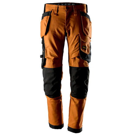 Snickers 6244 Allroundwork Canvas Stretch Trousers Holster Pockets Brown Black Main