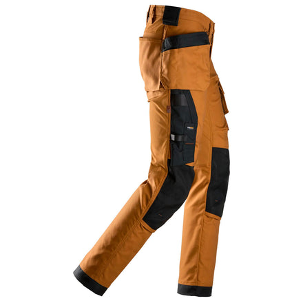 Snickers 6244 Allroundwork Canvas Stretch Trousers Holster Pockets Brown Black Right