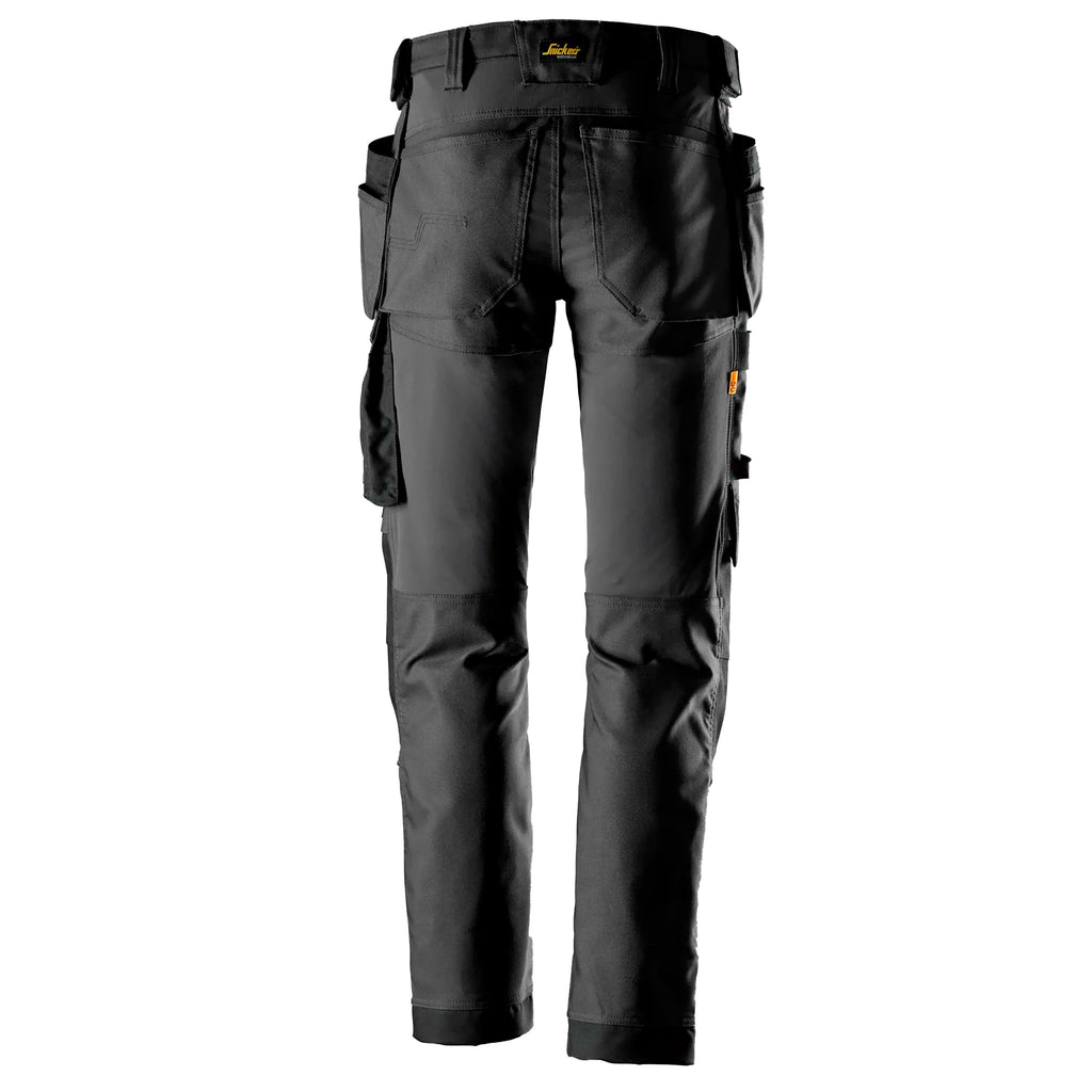 Snickers 6244 Allroundwork Canvas Stretch Trousers Holster Pockets Steel Grey Black Back