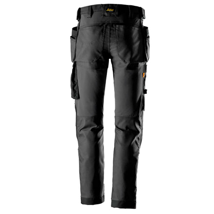 Snickers 6244 Allroundwork Canvas Stretch Trousers Holster Pockets Steel Grey Black Back