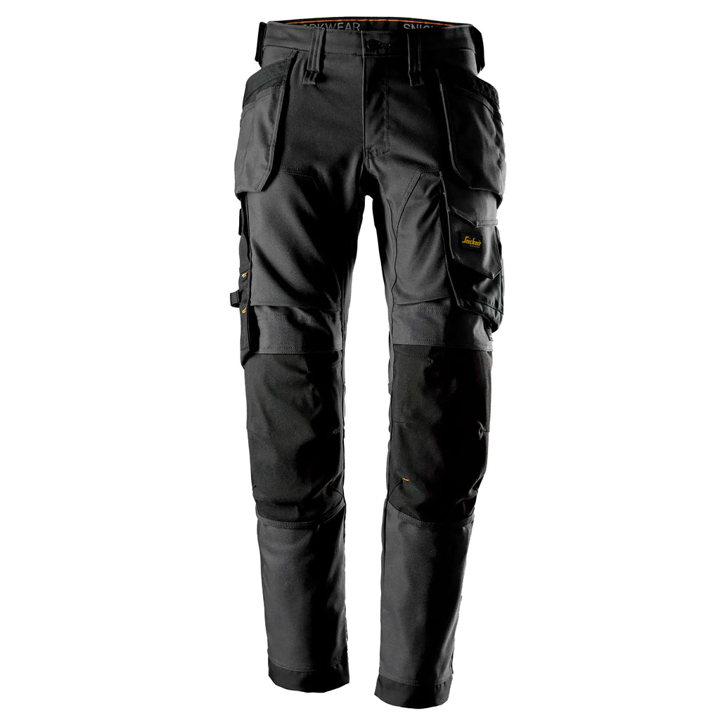 Snickers 6244 Allroundwork Canvas Stretch Trousers Holster Pockets Steel Grey Black Main