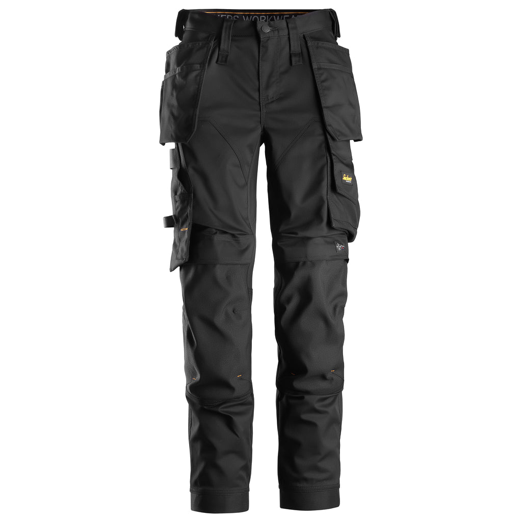 Snickers 6247 Allroundwork Womens Stretch Trousers Holster Pockets Black Black Main