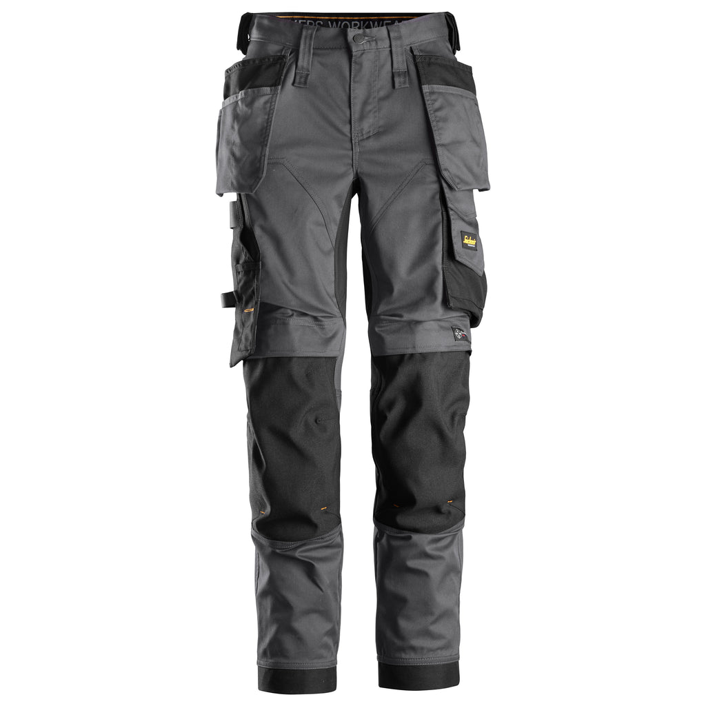 Snickers 6247 Allroundwork Womens Stretch Trousers Holster Pockets Steel Grey Black Main