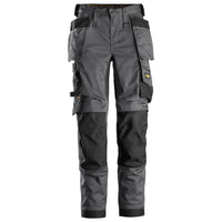 Snickers 6247 Allroundwork Womens Stretch Trousers Holster Pockets Steel Grey Black Main