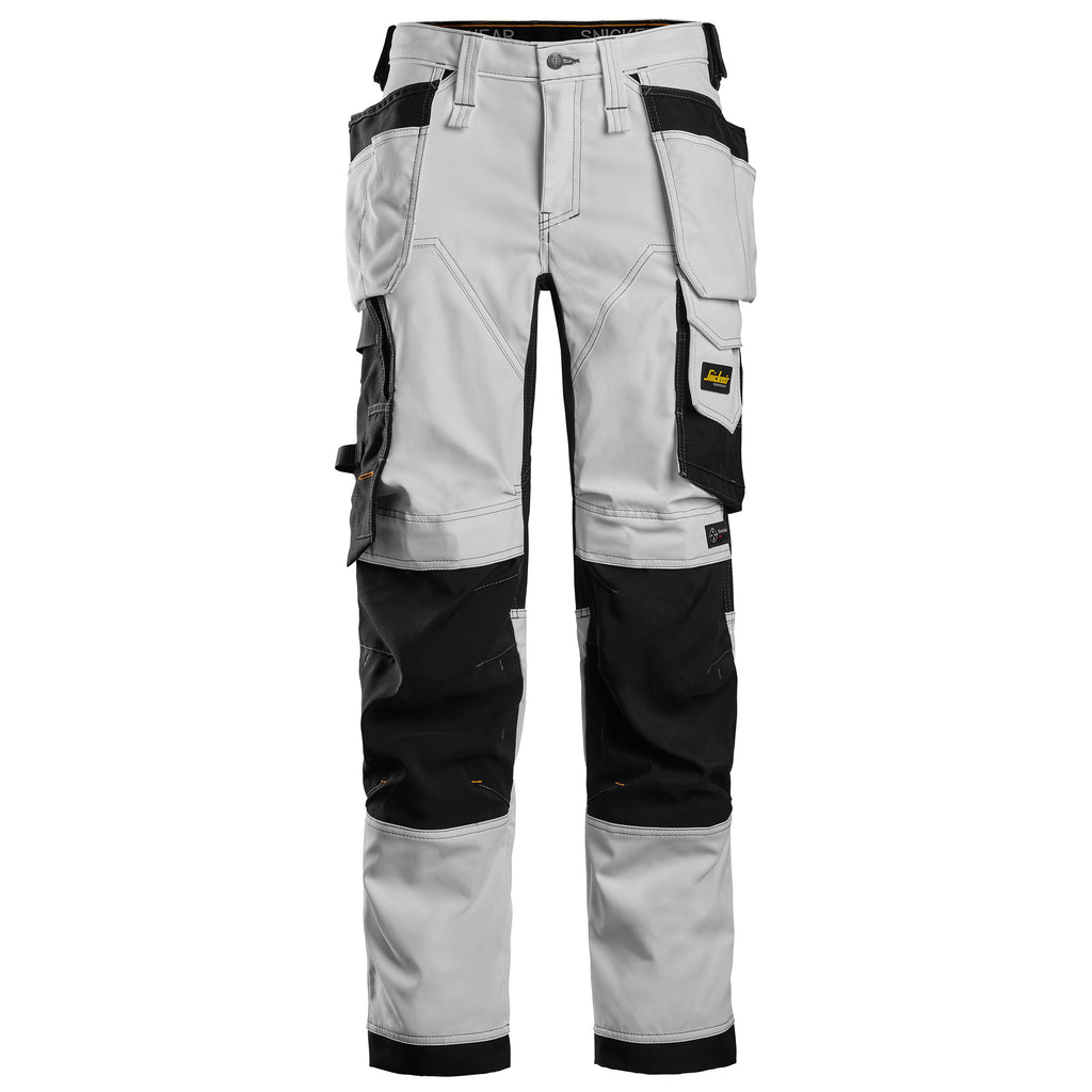 Snickers 6247 Allroundwork Womens Stretch Trousers Holster Pockets White Black Main