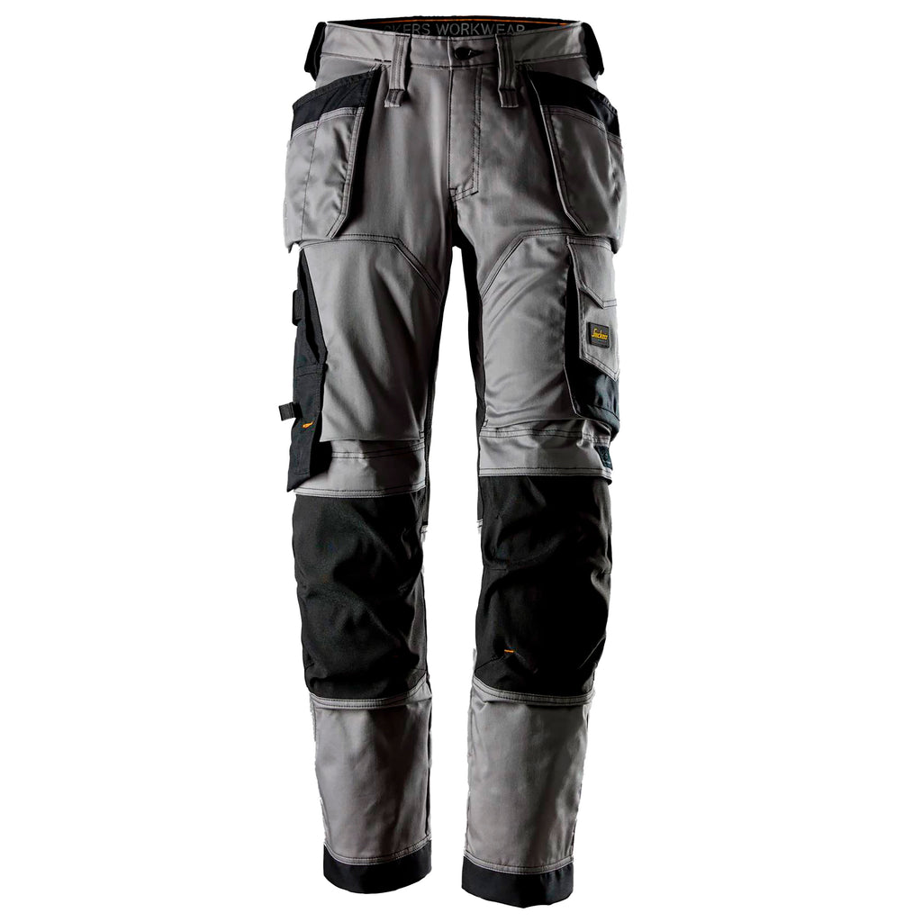 Snickers 6251 Allroundwork Stretch Loose Fit Work Trousers Holster Pockets Grey Black Main