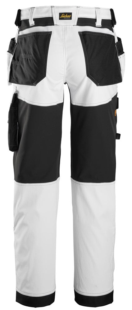 Snickers Allroundwork 6251 Stretch Loose Fit Trousers With Holster Pockets  White / Black