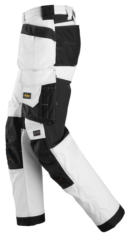 Snickers Allroundwork 6251 Stretch Loose Fit Trousers With Holster Pockets  White / Black