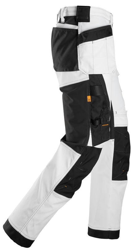 Snickers Allroundwork 6251 Stretch Loose Fit Trousers With Holster Pockets  White / Black