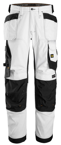 Snickers Allroundwork 6251 Stretch Loose Fit Trousers With Holster Pockets  White / Black