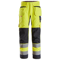 Snickers 6260 Protecwork Work Trousers Holster Pockets Highvis Class 2 Hi Vis Yellow Navy Main