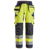 Snickers 6261 Protecwork Work Trousers Holster Pockets Equal Leg Pockets Highvis Class 2 Hi Vis Yellow Navy Main