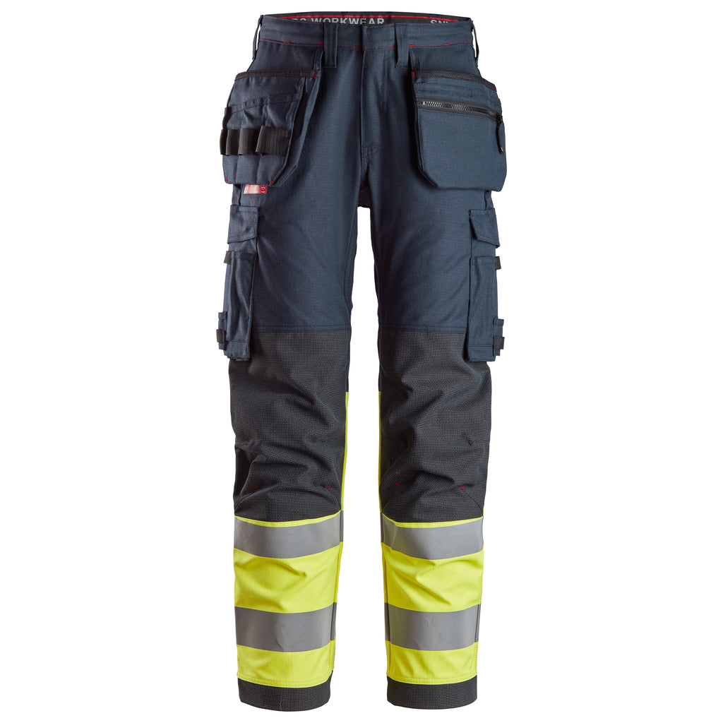 Snickers 6263 Protecwork Work Trousers Holster Pockets Highvis Class 1 Navy Hi Vis Yellow Main