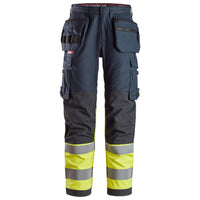 Snickers 6263 Protecwork Work Trousers Holster Pockets Highvis Class 1 Navy Hi Vis Yellow Main
