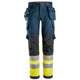Snickers 6274 Protecwork Stretch Work Trousers Holster Pockets Highvis Class 1 Navy Hi Vis Yellow Main