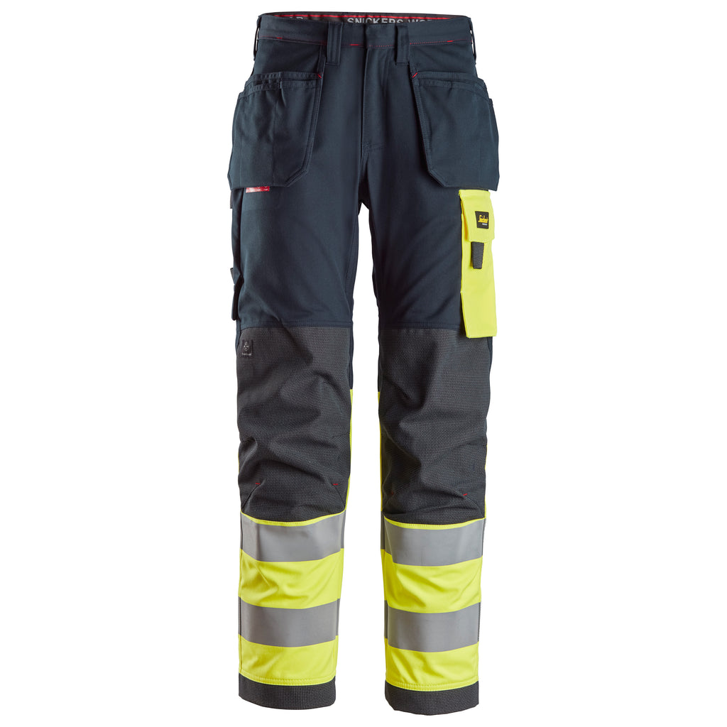 Snickers 6276 Protecwork Work Trousers Holster Pockets Highvis Class 1 Navy Hi Vis Yellow Main