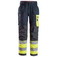 Snickers 6276 Protecwork Work Trousers Holster Pockets Highvis Class 1 Navy Hi Vis Yellow Main