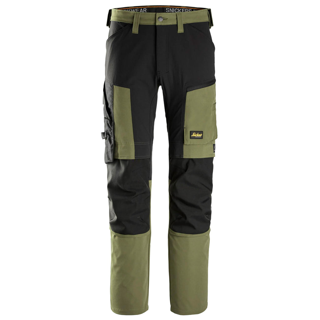 Snickers 6318 Allroundwork Stretch Trousers Khaki Green Black Main