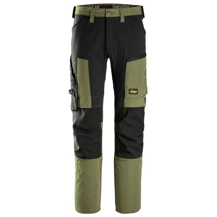 Snickers 6318 Allroundwork Stretch Trousers Khaki Green Black Main