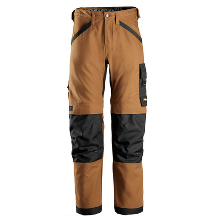 Snickers 6324 Allroundwork Canvas Stretch Work Trousers Brown Black Main