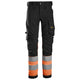Snickers 6334 Highvis Class 1 Stretch Trousers Black Hi Vis Orange Main
