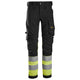 Snickers 6334 Highvis Class 1 Stretch Trousers Black Hi Vis Yellow Main
