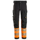 Snickers 6335 Highvis Class 1 4Way Stretch Trousers Black Hi Vis Orange Main