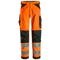 Snickers 6338 Highvis Class 2 Trousers Hi Vis Orange Black Main