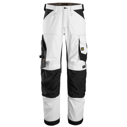 Snickers 6351 Allroundwork Stretch Loose Fit Work Trousers White Black Main