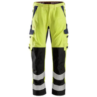 Snickers 6364 Protecwork Trousers Reinforced Highvis Class 2 Hi Vis Yellow Navy Main
