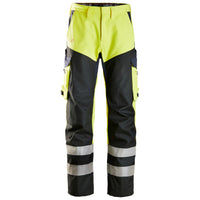 Snickers 6365 Protecwork Trousers Reinforced Front Of Leg Highvis Class 1 Hi Vis Yellow Navy Main
