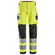 Snickers 6368 Protecwork Stretch Work Trousers Highvis Class 2 Hi Vis Yellow Navy Main