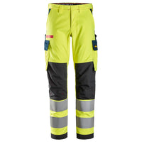 Snickers 6368 Protecwork Stretch Work Trousers Highvis Class 2 Hi Vis Yellow Navy Main