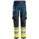 Snickers 6374 Protecwork Stretch Work Trousers Highvis Class 1 Navy Hi Vis Yellow Main