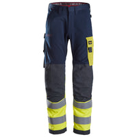 Snickers 6376 Protecwork Work Trousers Highvis Class 1 Navy Hi Vis Yellow Main
