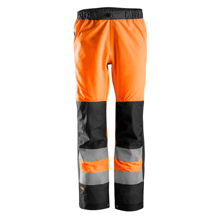 Snickers 6530 Highvis Class 2 Waterproof Shell Trousers Hi Vis Orange Black Main