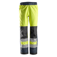 Snickers 6530 Highvis Class 2 Waterproof Shell Trousers Hi Vis Yellow Navy Main