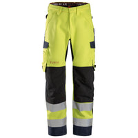 Snickers 6563 Protecwork Waterproof Shell Trousers Highvis Class 2 Hi Vis Yellow Navy Main