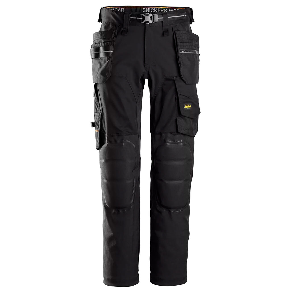 Snickers 6590 Allroundwork Stretch Trousers Capsulized Kneepads Holster Pockets Black Black Main