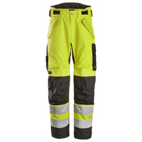 Snickers 6630 Highvis Class 2 Waterproof 375 2Layer Light Padded Trousers Hi Vis Yellow Black Main