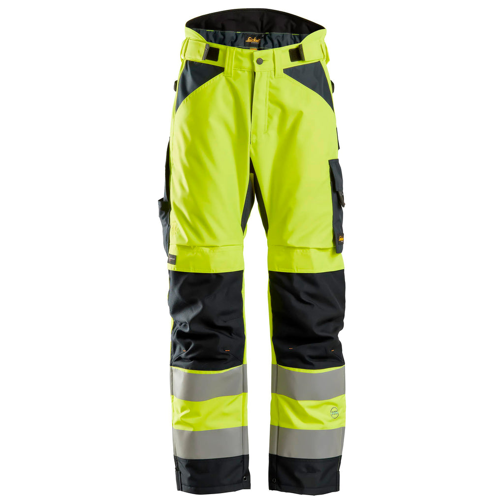 Snickers 6639 Highvis Class 2 375 Insulated Trousers Hi Vis Yellow Black Main