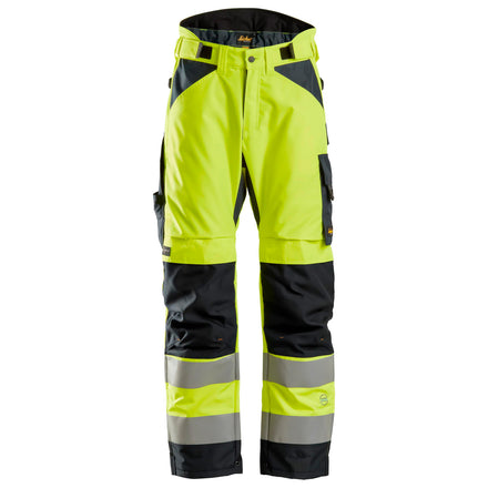 Snickers 6639 Highvis Class 2 375 Insulated Trousers Hi Vis Yellow Black Main