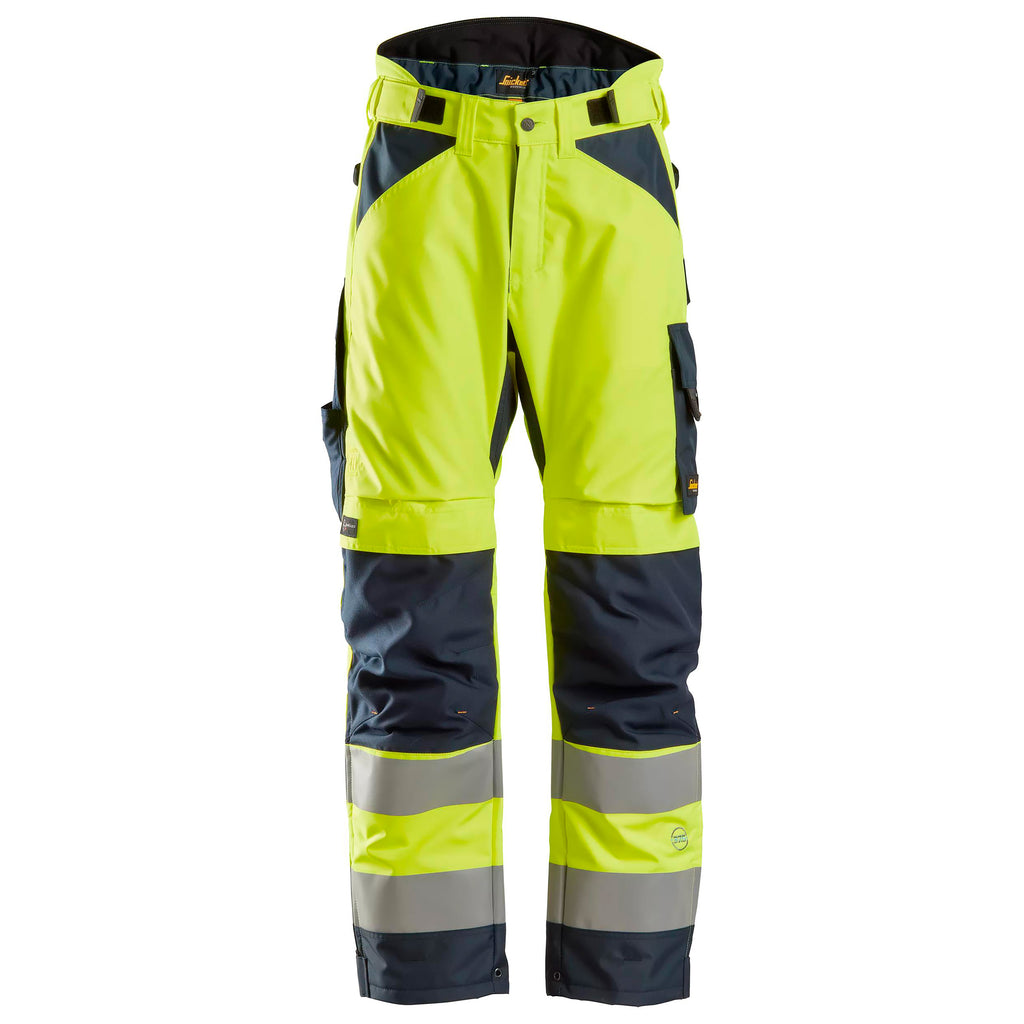 Snickers 6639 Highvis Class 2 375 Insulated Trousers Hi Vis Yellow Navy Main