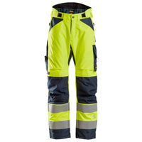 Snickers 6639 Highvis Class 2 375 Insulated Trousers Hi Vis Yellow Navy Main